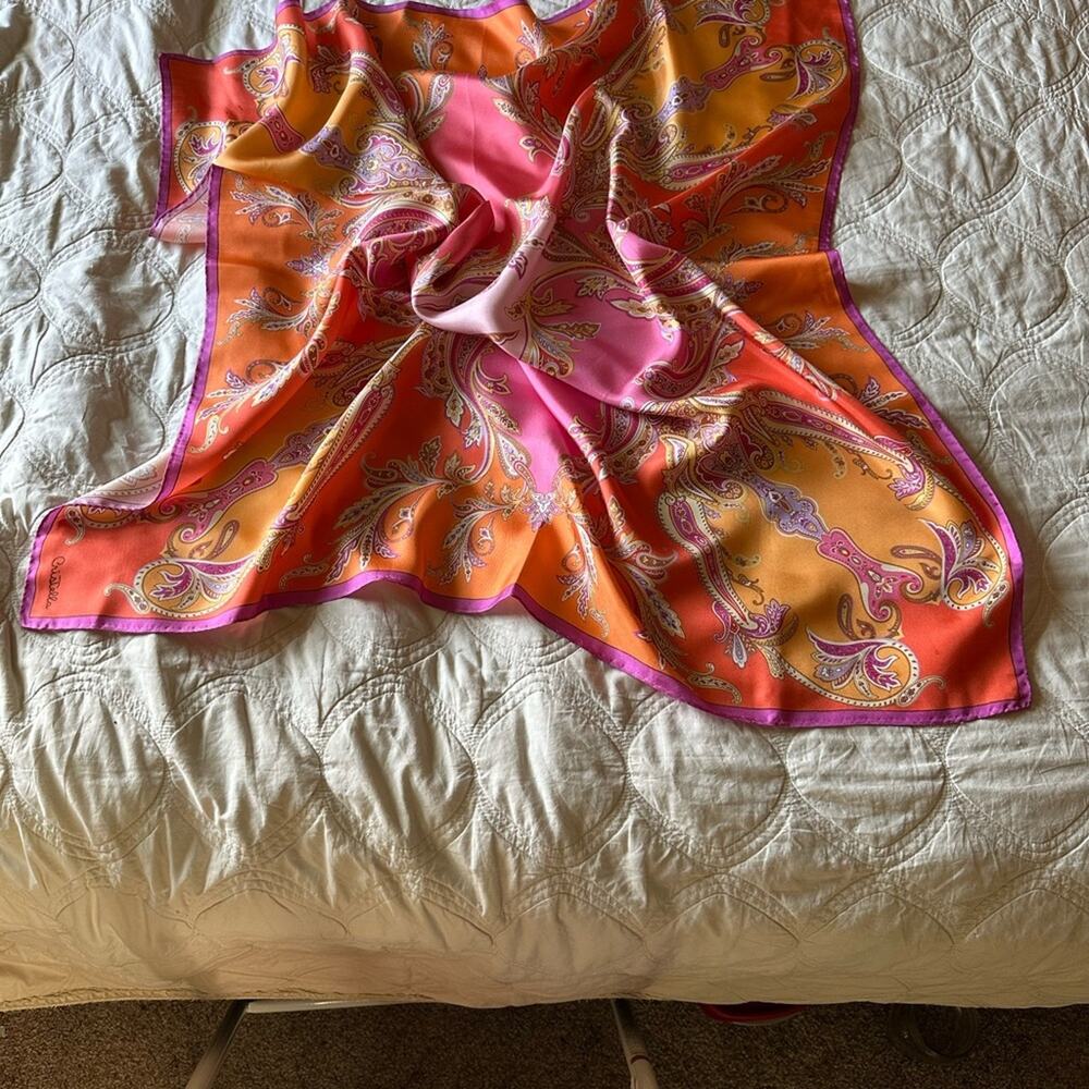Vibrant Pink and Orange Paisley Scarf